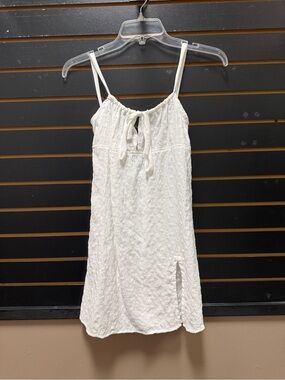 Frankie’s Bikinis Leoni White Eyelet Mini Dress Coverup Size L NWT